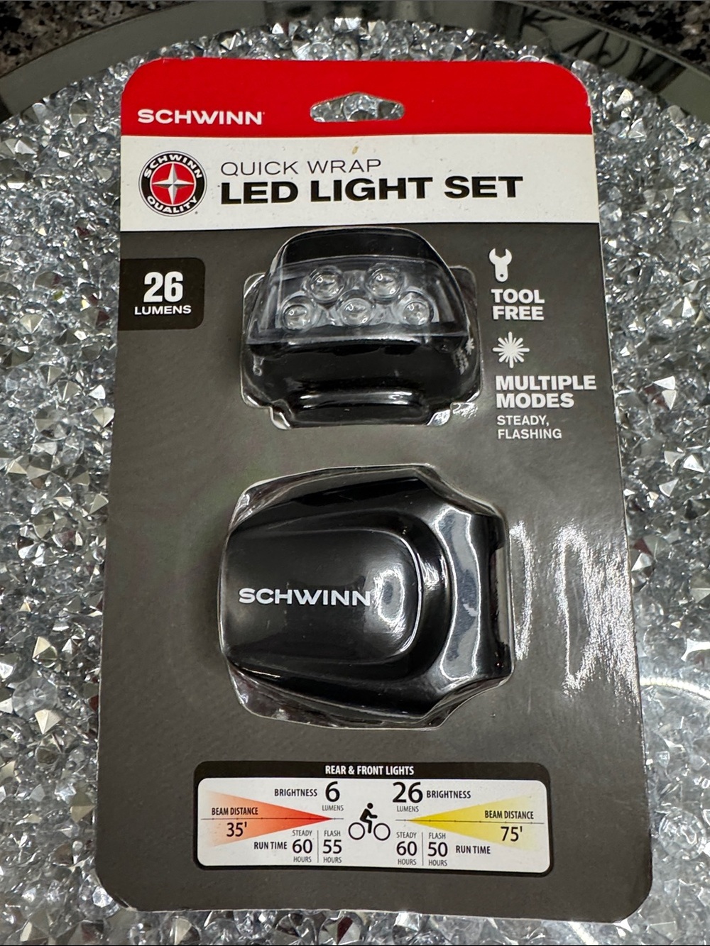 Schwinn Black Quick Wrap LED Bike Light Set NWT